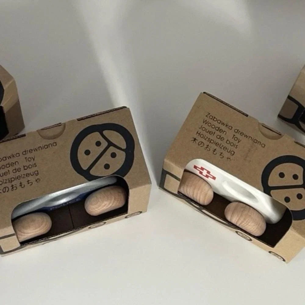 Bajo Wooden Toy Truck Emergency Vehicle Set - Police Ambulance Fire‎ Tow Truck